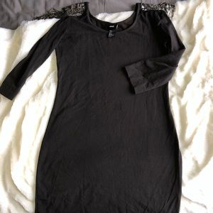 Mini dress with beaded shoulders